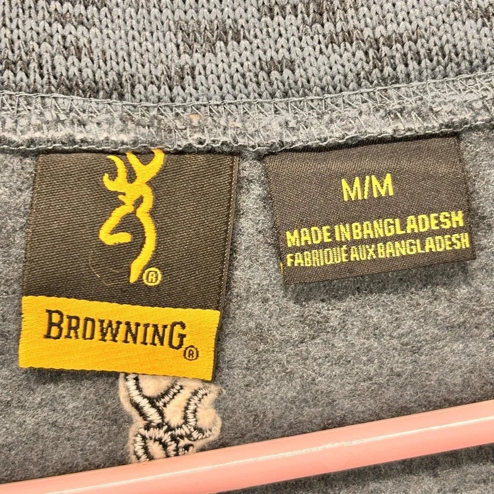 Browning Jacket Mens Medium Gray Full Zip Fleece Colorblock Hunting Outdoor